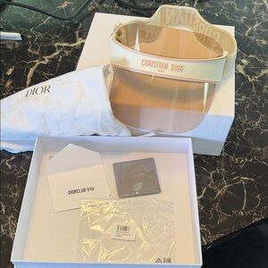 Christian Dior Clear Pink Visor with Cream Elastic Band
